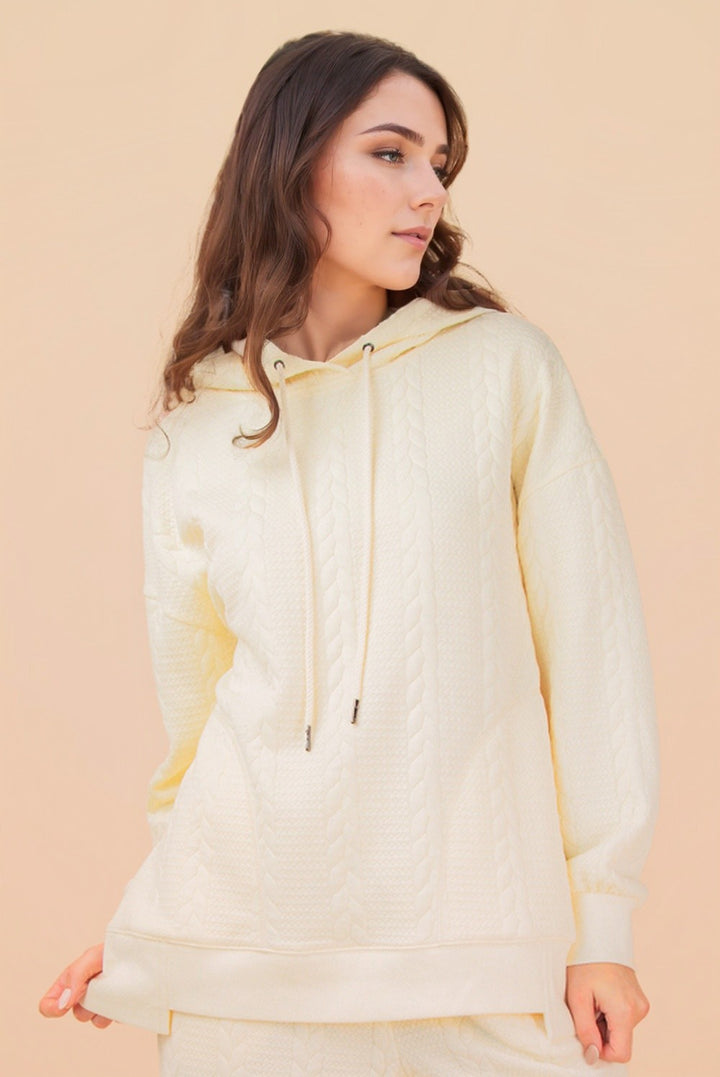 Cable Knit Textured Hoodie