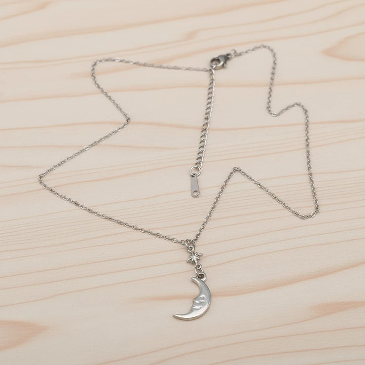 18K Star + Crescent Moon Necklace