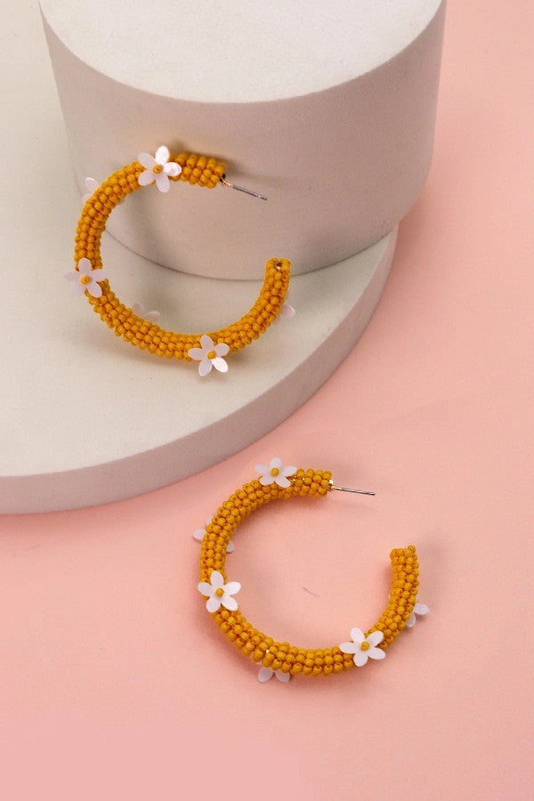 Seedbead Flower Hoops