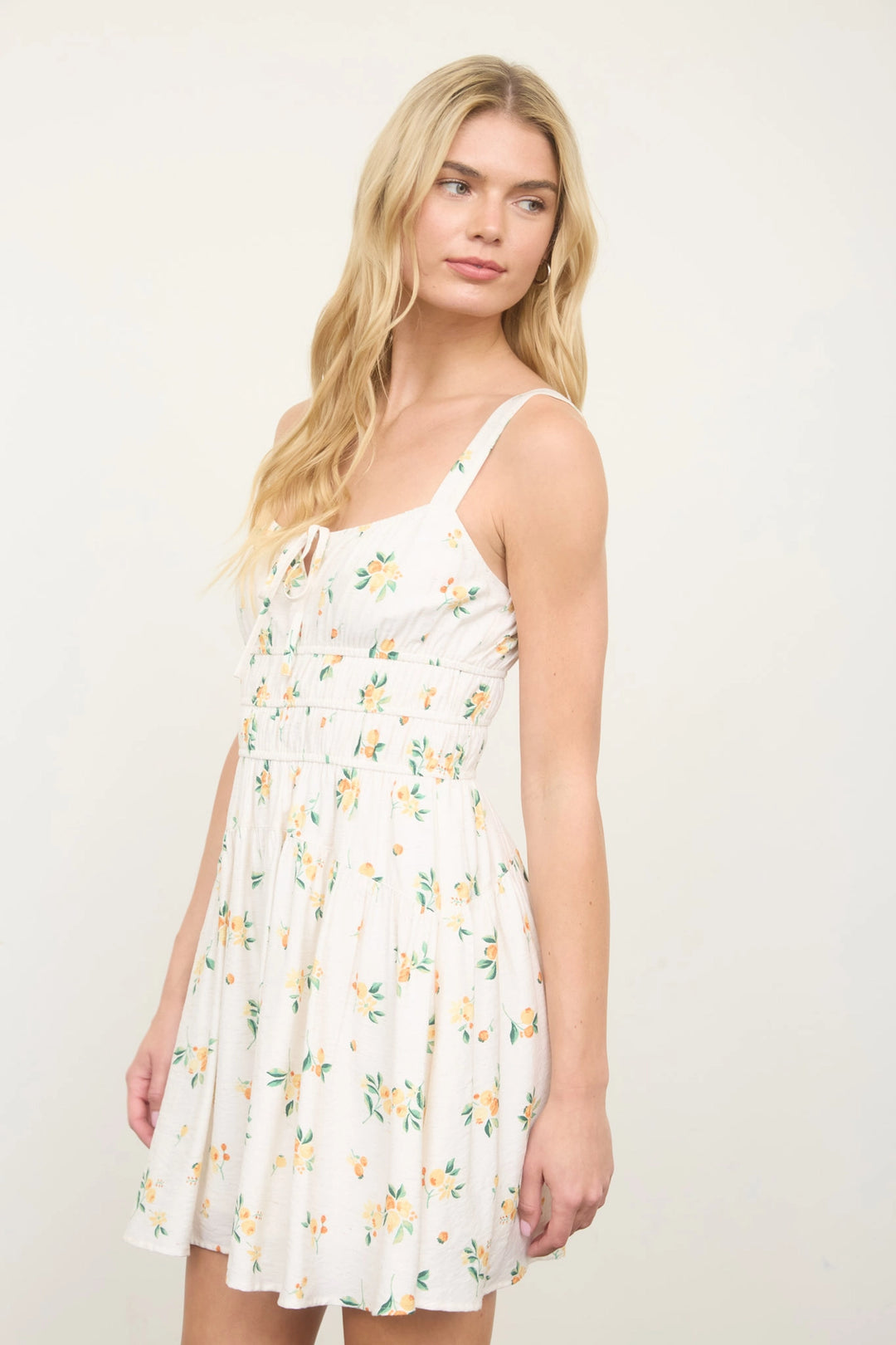 Floral Mini Dress With Keyhole