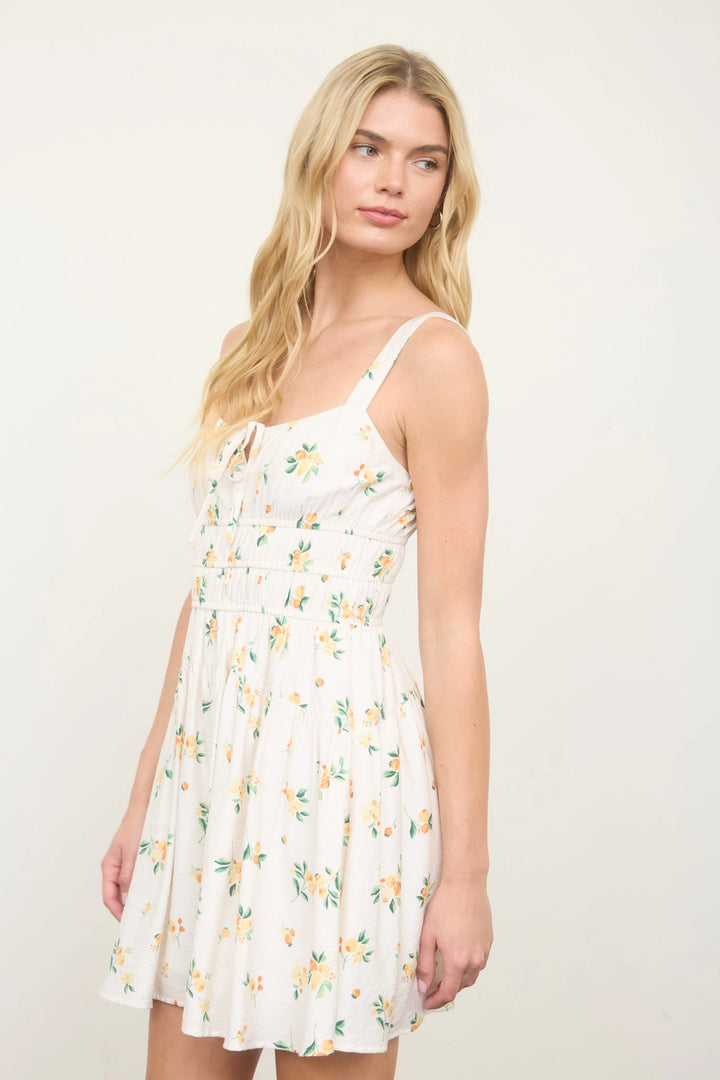 Floral Mini Dress With Keyhole