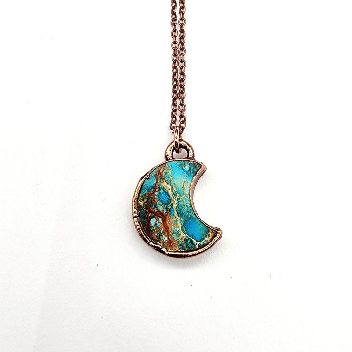 Petite Blue Sea Sediment Moon Necklace