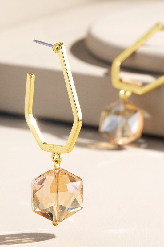 Hexagon Stone Drop Dangle