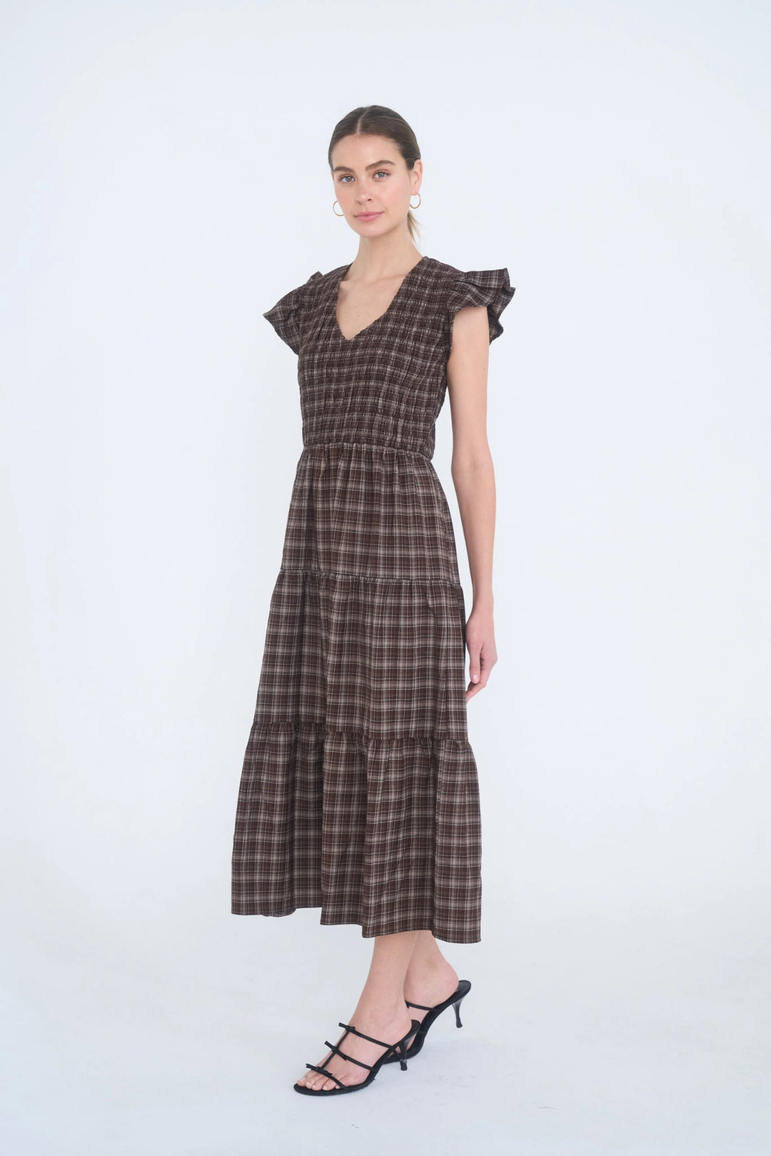 Plaid Smocked + Tiered Dress