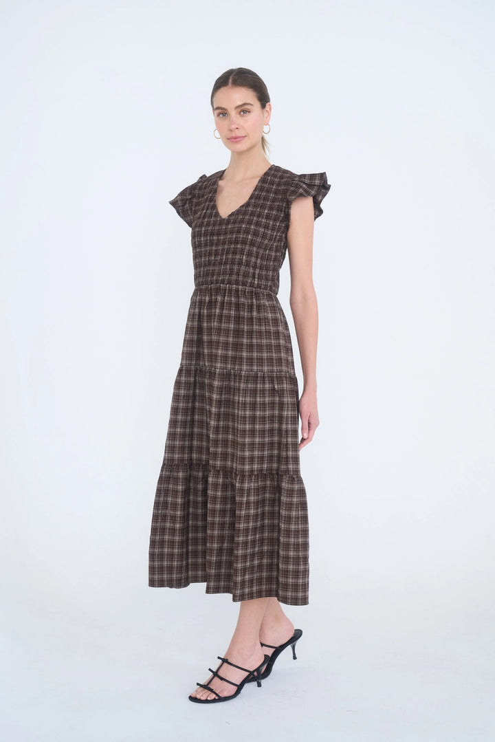 Plaid Smocked + Tiered Dress