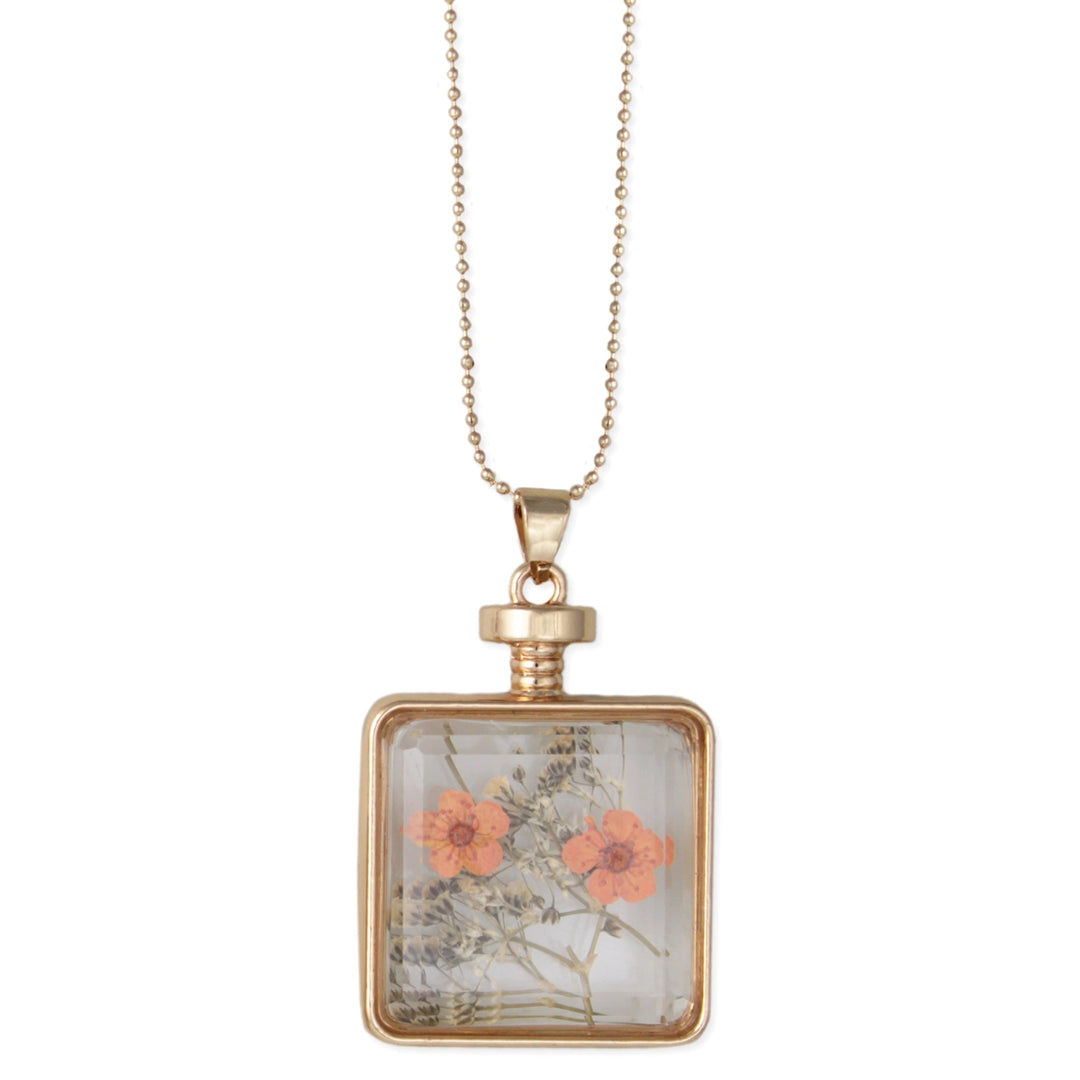 Dried Flowers In Bottle Necklace