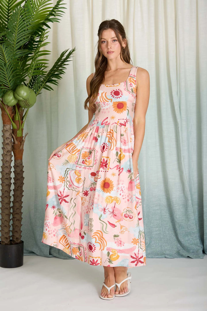 Summer Doodle Print Dress