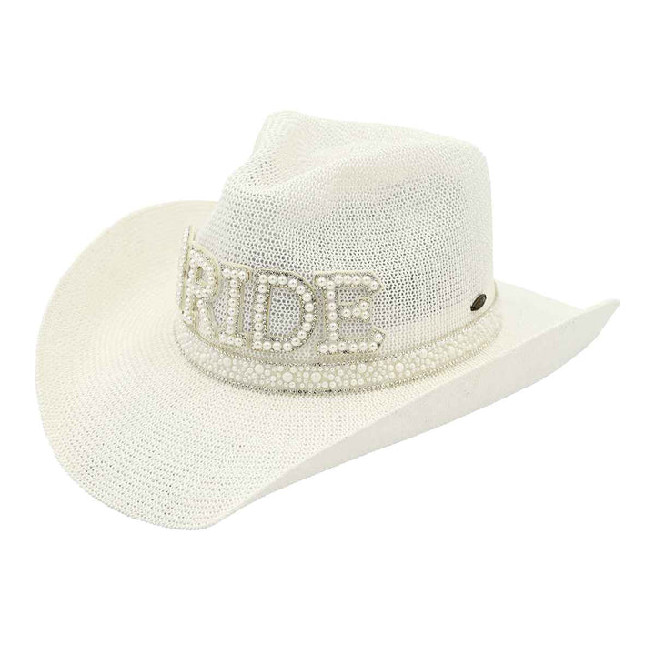 Pearl + Rhinestone BRIDE Cowboy Hat