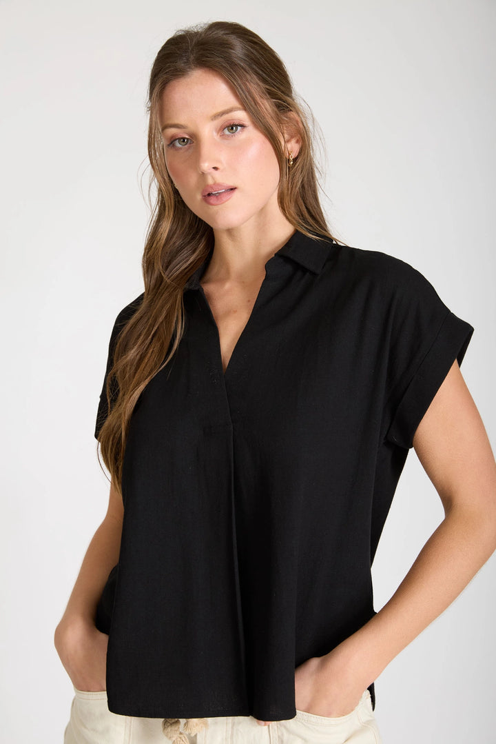 Collared Short Sleeve Top