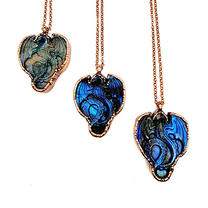 Carved Labradorite Dragon Necklace