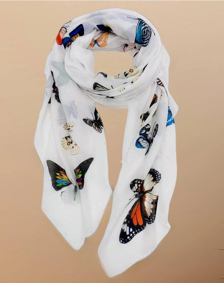 Lightweight Butterfly Print Scarf