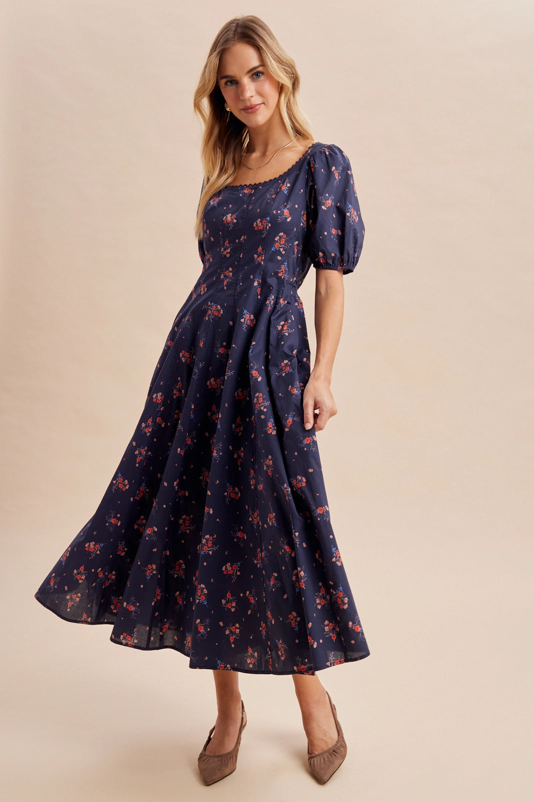 Midnight Floral Midi Dress