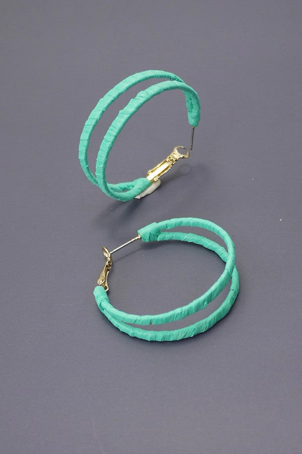 Raffia Wrap Double Hoop