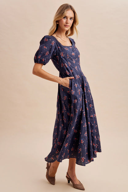 Midnight Floral Midi Dress