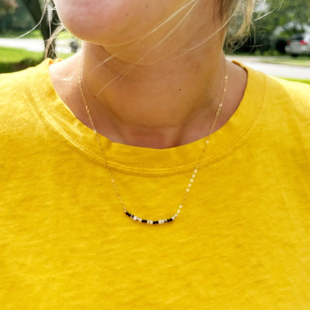 Morse Code Dainty Stone Necklace - MAMA