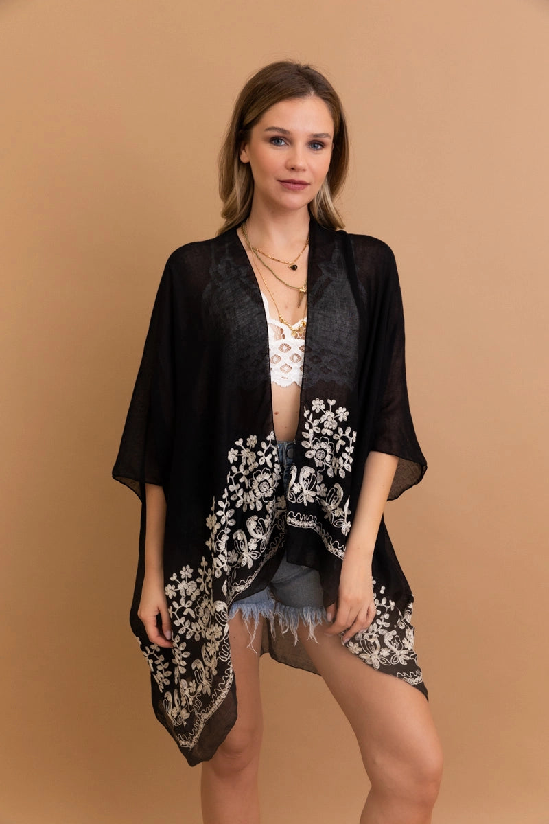 Floral Embroidered Kimono