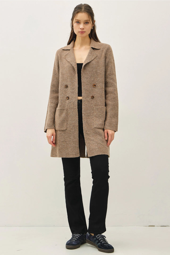 Trench Style Knit Cardigan