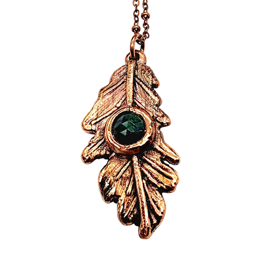 Emerald Oak Tree Leaf Necklace