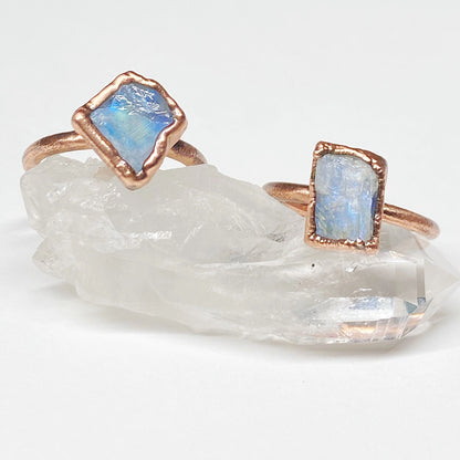Raw Rainbow Moonstone Ring