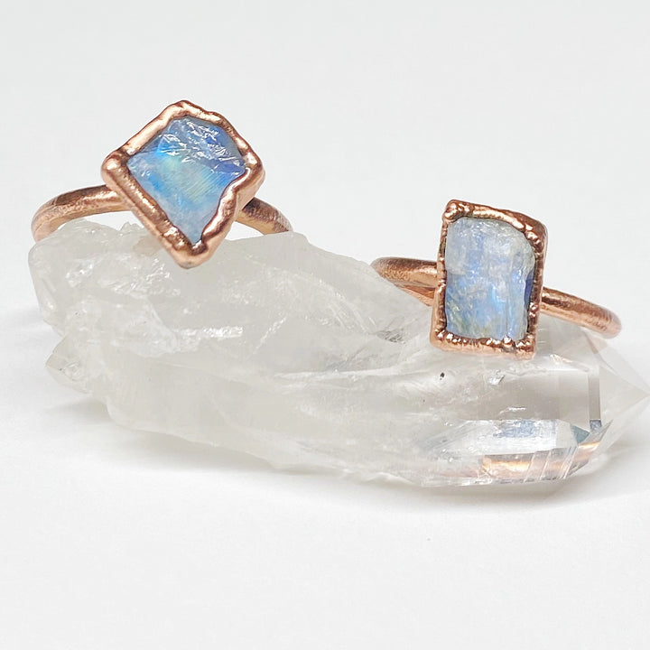 Raw Rainbow Moonstone Ring