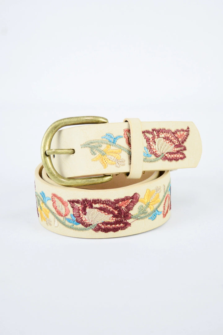 Floral Embroidered  Vegan Belt