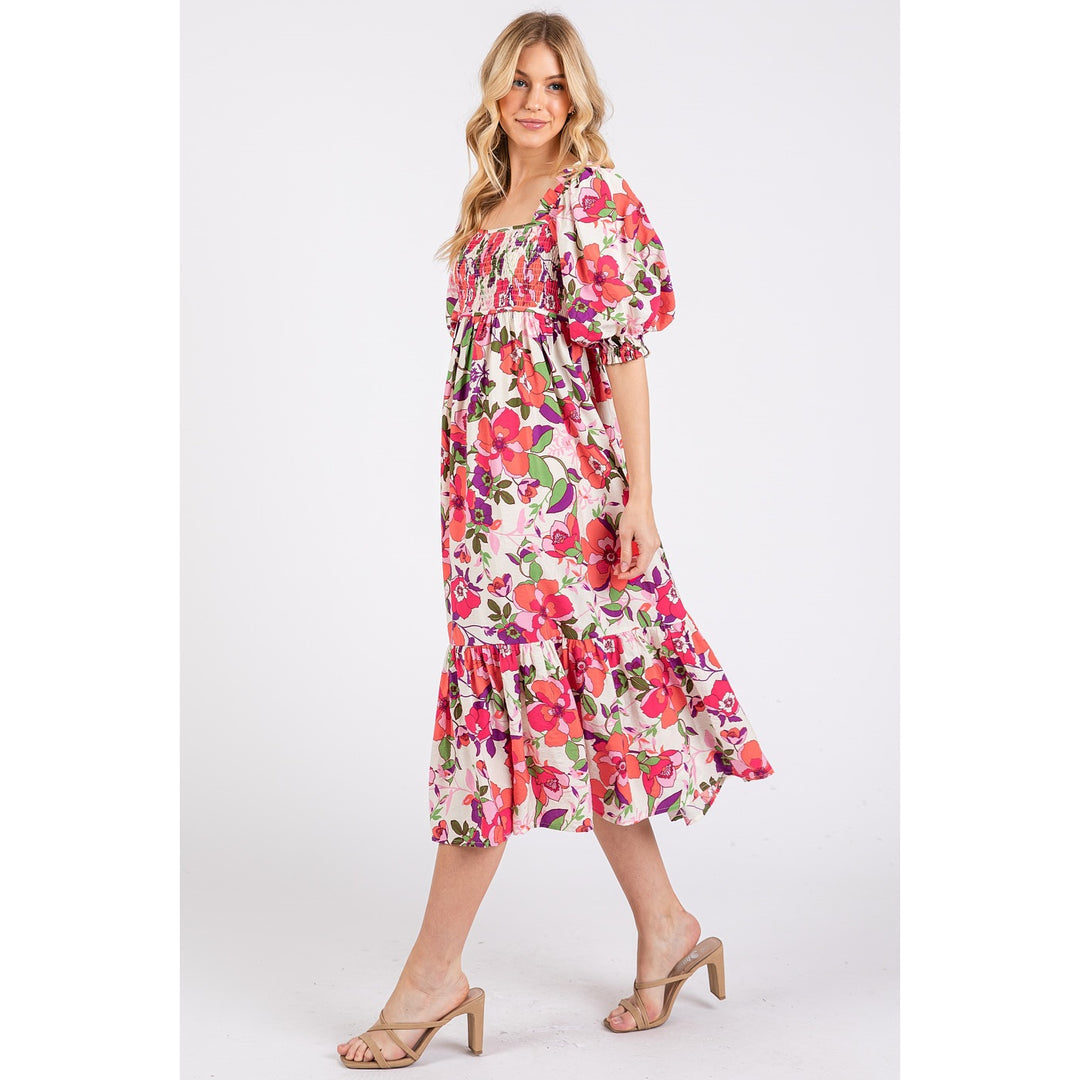 Square Neck Flower Print Dress