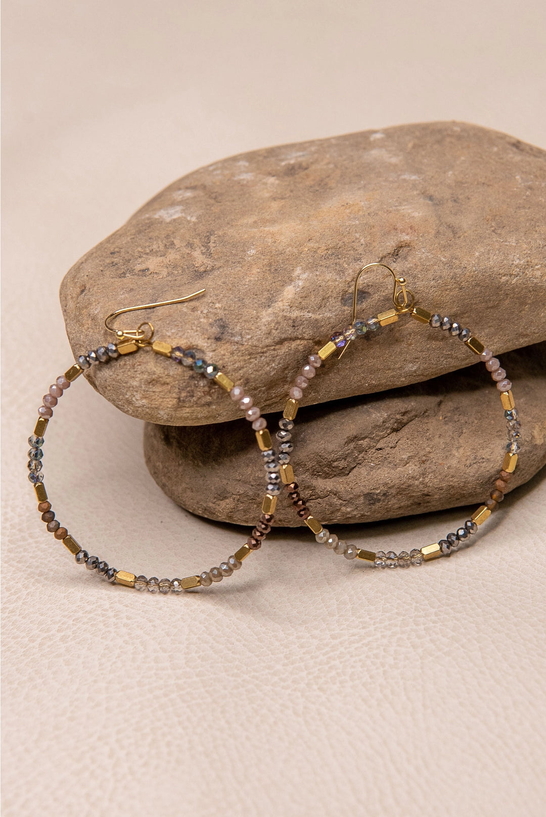 Amber Beaded Hoops