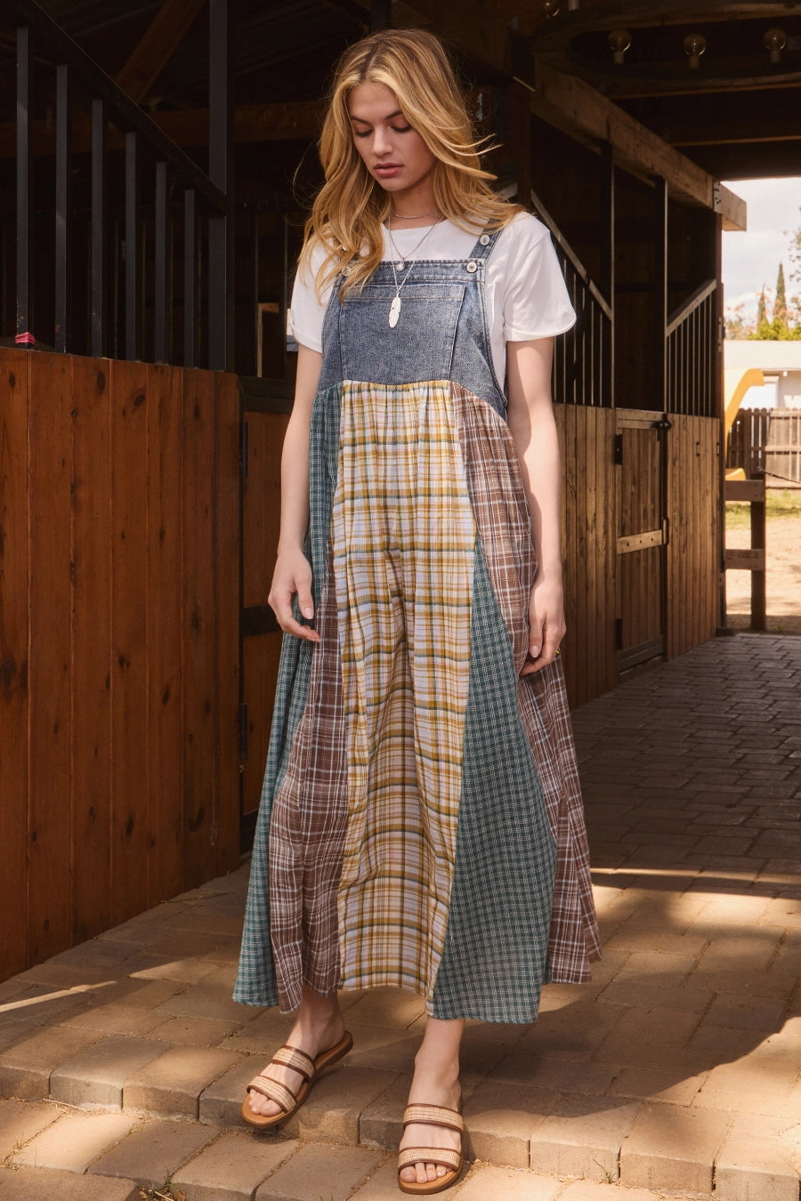 Patchwork Denim Overall Dress
