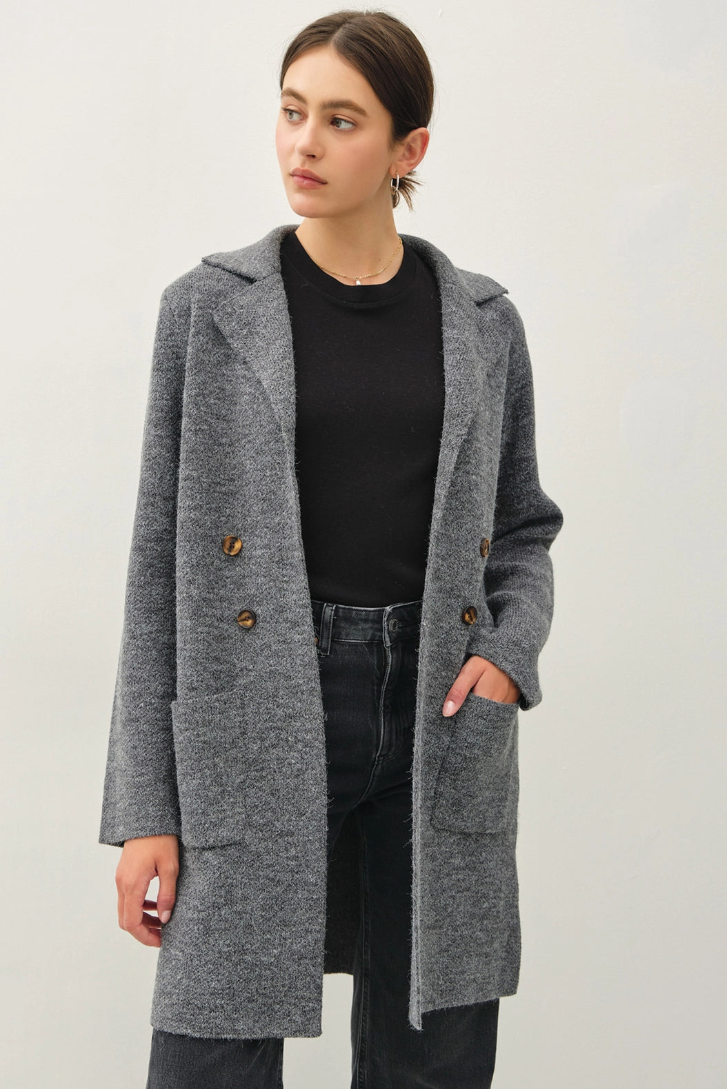 Trench Style Knit Cardigan