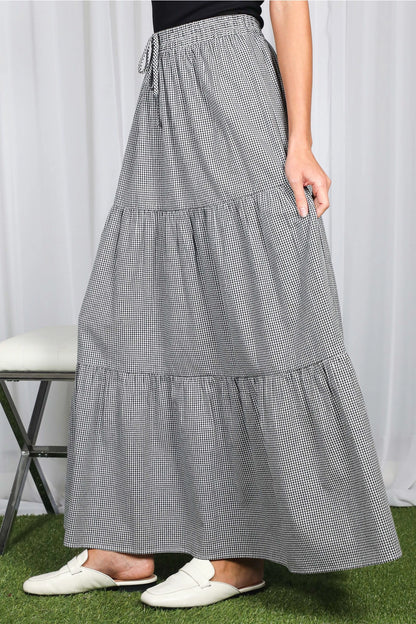 Cotton Gingham Maxi Skirt