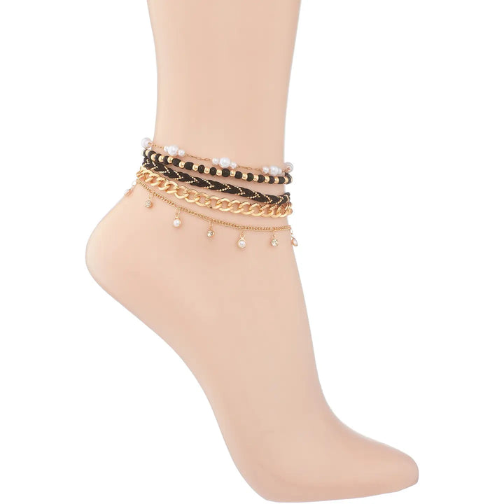 Layered Bead + Pearl Anklet