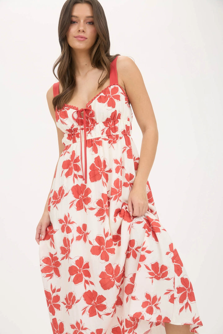 Red Hibiscus Summer Dress