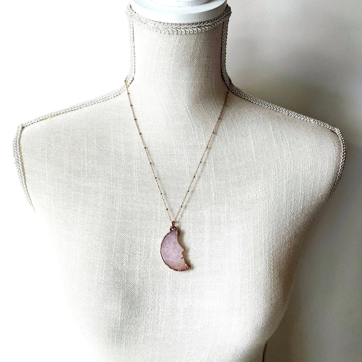 Rose Quartz Man In The Moon Necklace