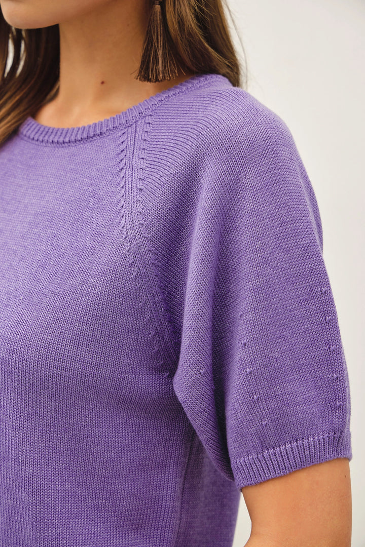 Raglan Short Sleeve Knit Top