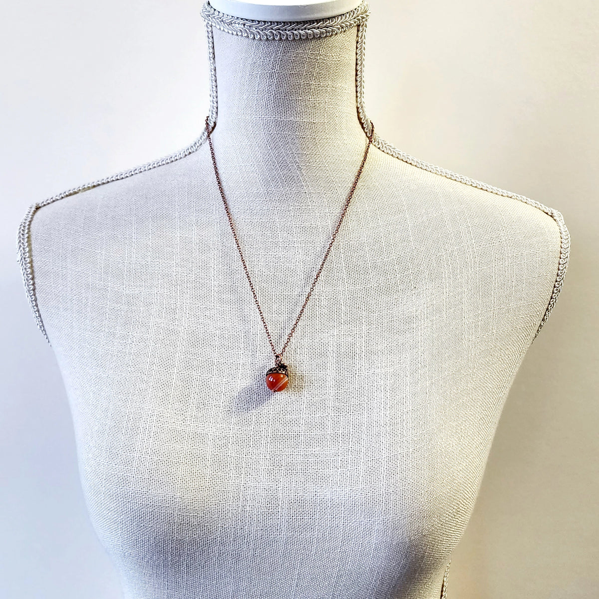 Carnelian Acorn Necklace