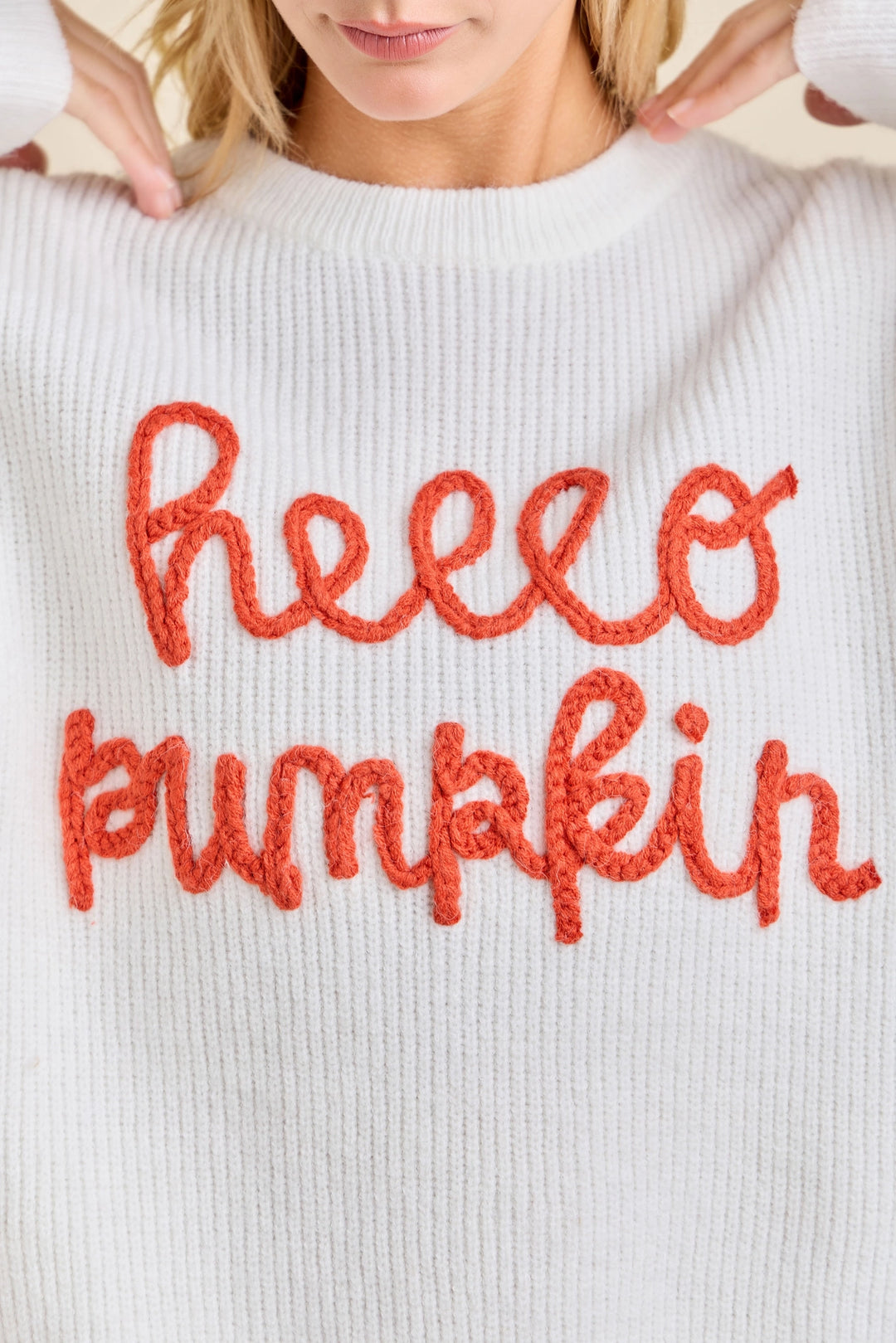 Hello Pumpkin Embroidered Sweater
