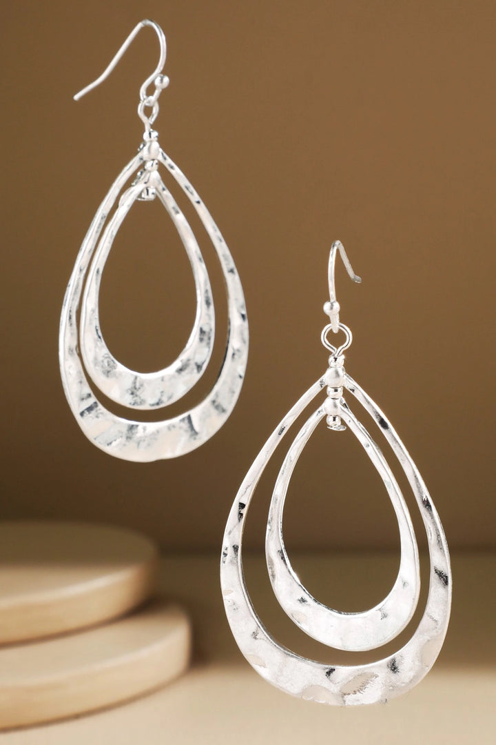 Nested Hammered Teardrop Earrings