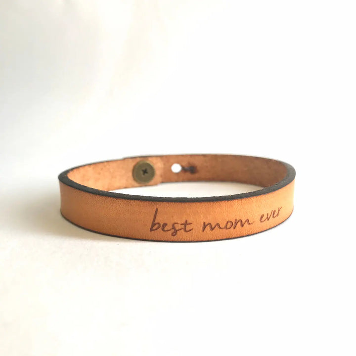 'Best Mom Ever' Thin Leather Bracelet