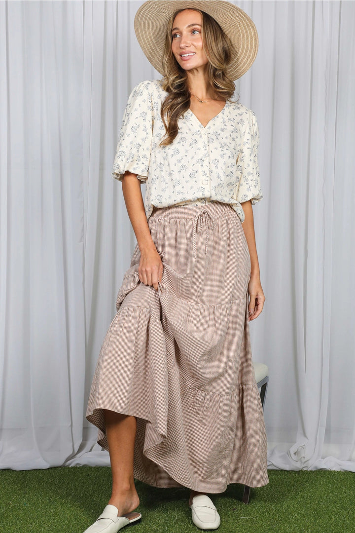 Cotton Gingham Maxi Skirt