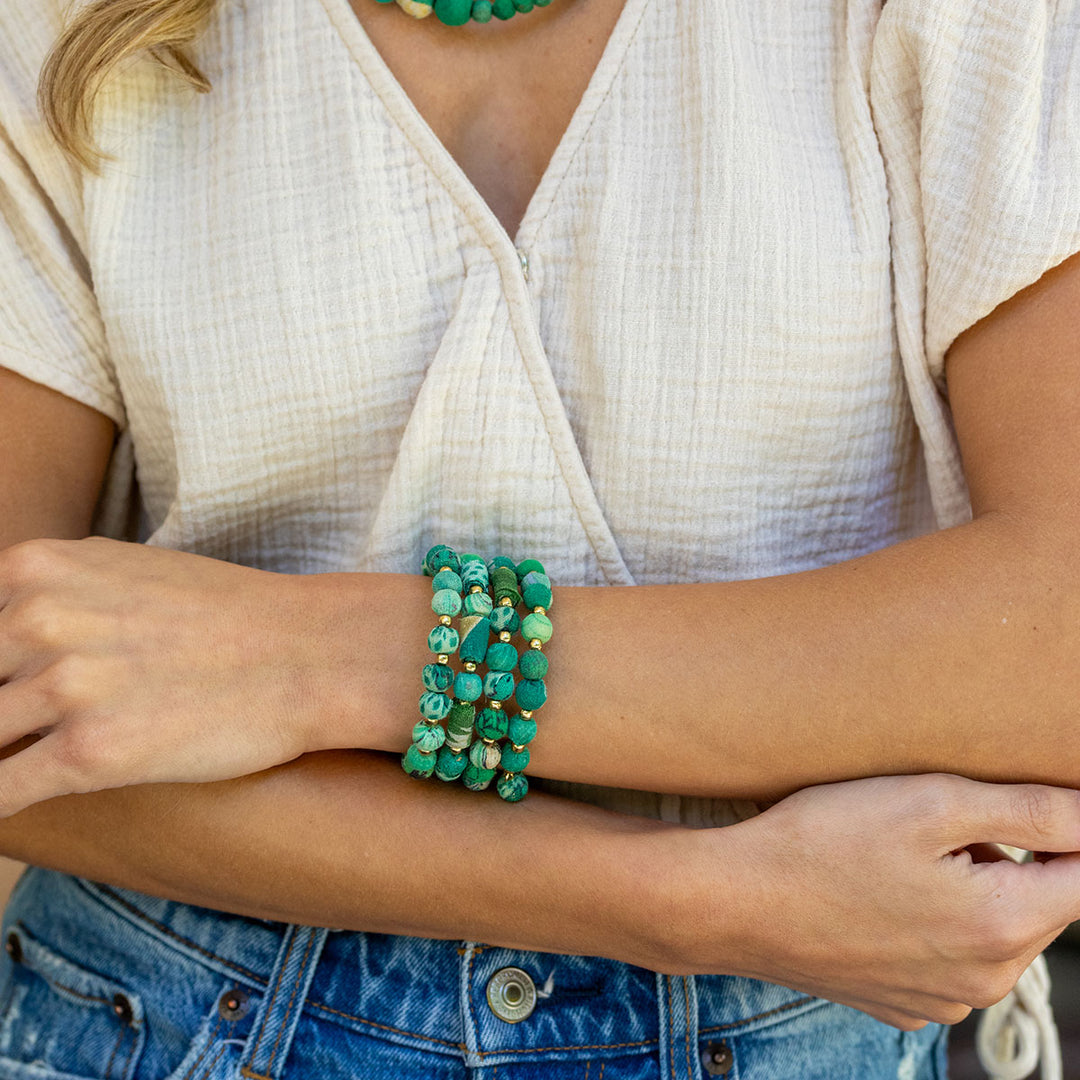 Aasha Color Coil Bracelet - Seagrass Green