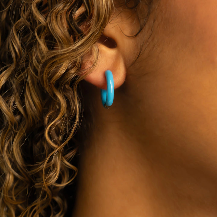 Blue Wonder Huggie Hoops