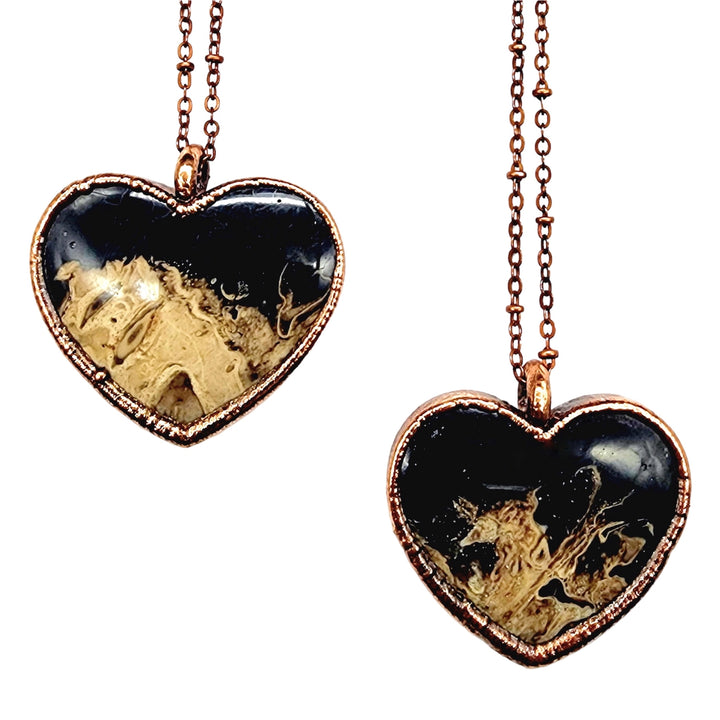 Fossilized Palm Root Heart Necklace
