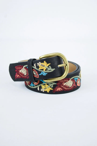 Floral Embroidered  Vegan Belt