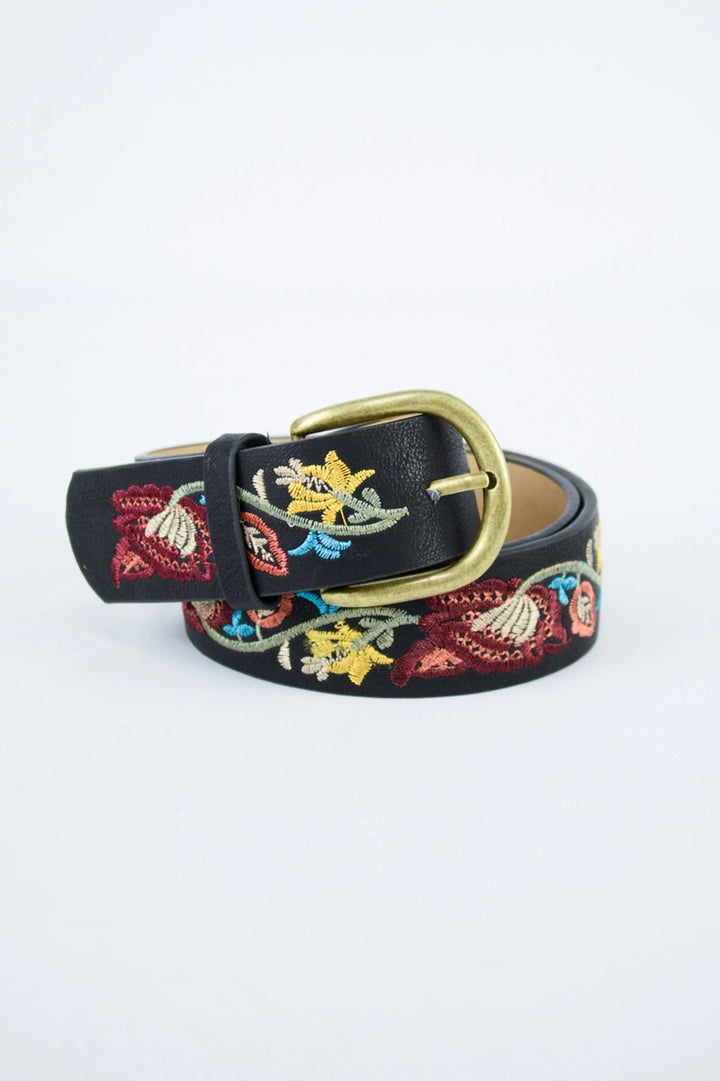 Floral Embroidered  Vegan Belt