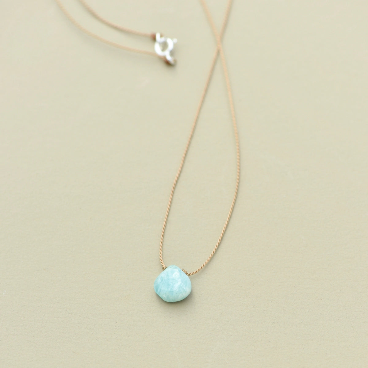 Teardrop Gemstone Necklace On Silk Cord