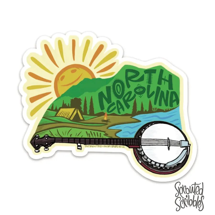North Carolina Sticker - Banjo + Campsite