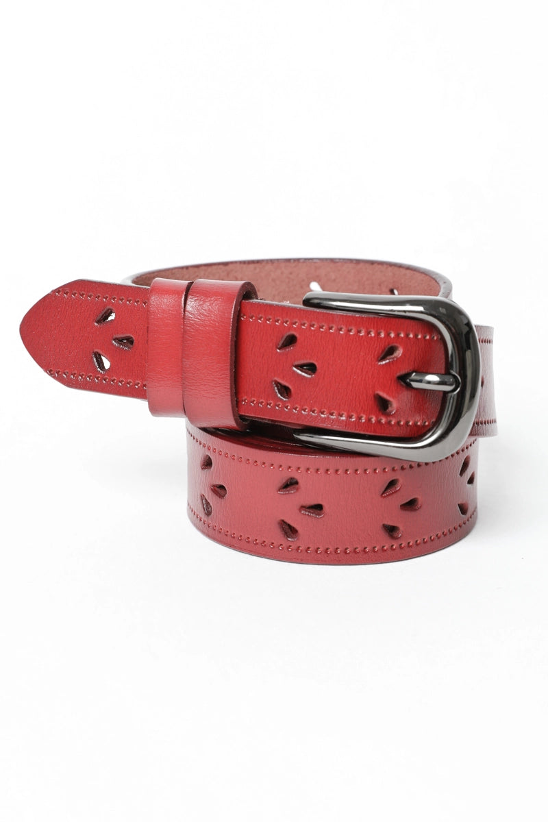 Petal Punch Out Leather Belt