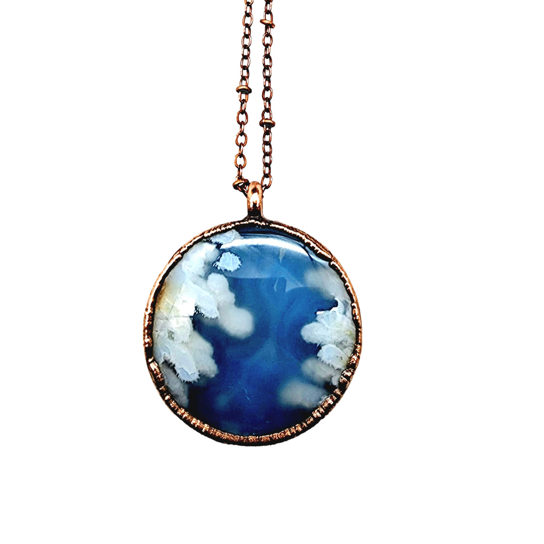 Cloudy Days Flower Agate Necklace