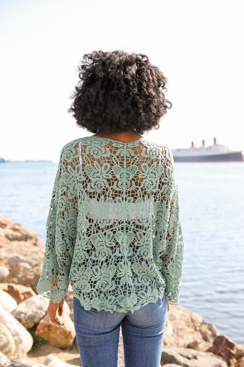 Floral Crochet Sleeved Wrap