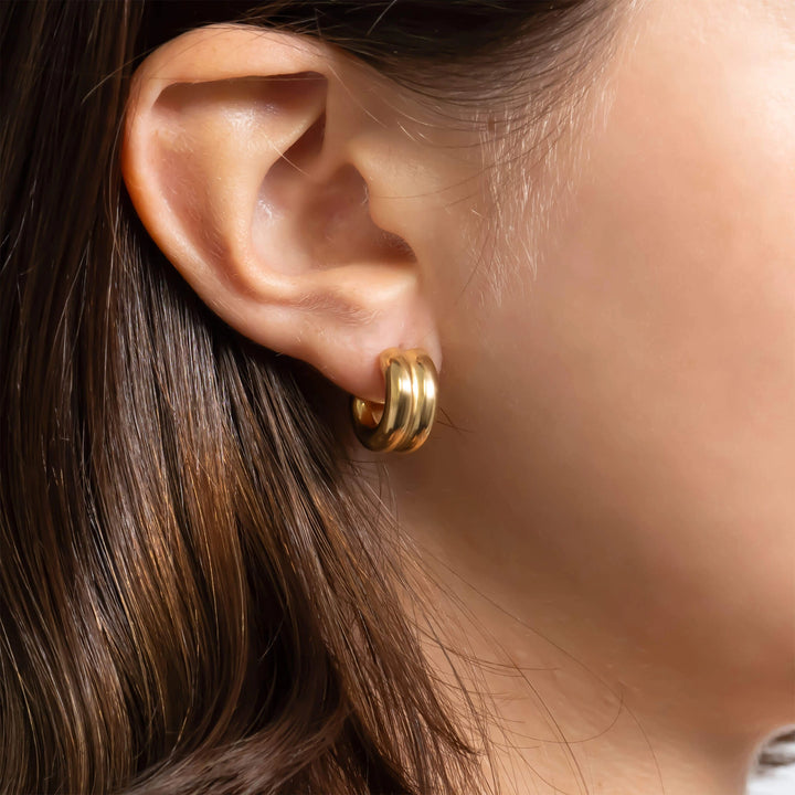 Double Hoop Huggie Studs